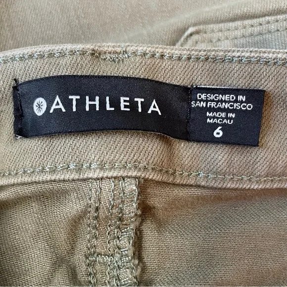 Athleta Army Green Cropped Jeans.  Size 6 - Picture 4 of 6